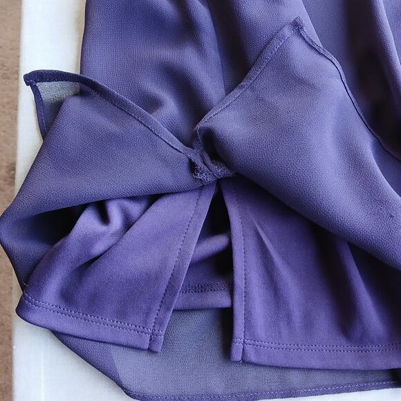 Maya Brooke Dark Purple Sleeveless Blouse size 14 lined sheer mesh layered tank - Picture 6 of 11